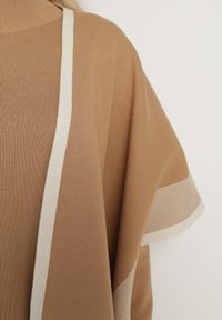 Born2be - Beżowy Wiskozowy Komplet Dzianinowy z Sukienką i Narzutką Ilanesse. Kolor: beżowy. Materiał: dzianina, wiskoza