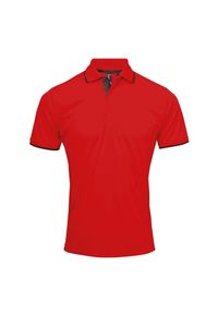 PREMIER - Męska Koszulka Polo Coolchecker Contrast. Typ kołnierza: polo. Kolor: czerwony, wielokolorowy, czarny #1