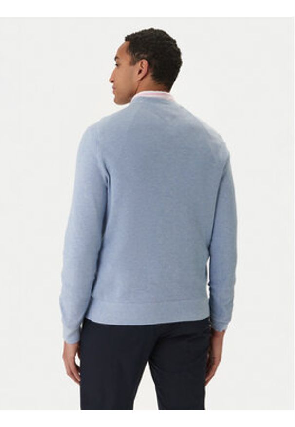 TOMMY HILFIGER - Tommy Hilfiger Sweter Essential MW0MW36347 Błękitny Regular Fit. Kolor: niebieski. Materiał: bawełna