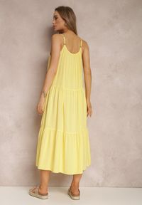 Renee - Żółta Sukienka Ganysius. Kolor: żółty. Długość rękawa: na ramiączkach. Wzór: jednolity. Sezon: lato. Typ sukienki: rozkloszowane. Długość: midi #3
