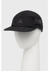 adidas Performance czapka z daszkiem kolor czarny gładka. Kolor: czarny. Materiał: tkanina, skóra, materiał. Wzór: gładki #1