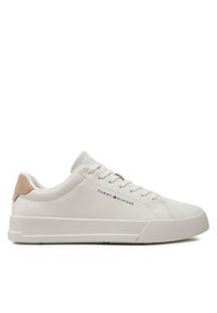 TOMMY HILFIGER - Tommy Hilfiger Sneakersy Th Court Leather Grain Ess FM0FM05297 Écru. Materiał: skóra