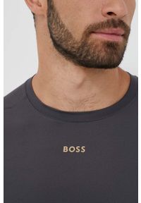 Boss Green t-shirt męski kolor szary wzorzysty. Kolor: szary. Materiał: materiał, dzianina. Długość rękawa: krótki rękaw. Długość: krótkie. Styl: klasyczny #3