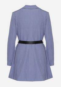 Born2be - Niebieska Sukienka w Stylu Marynarki z Wiskozą z Usztywnioną Linią Ramion w Paski Nevolia. Okazja: do pracy, na co dzień. Kolor: niebieski. Materiał: wiskoza. Wzór: paski. Styl: klasyczny, casual, elegancki #3