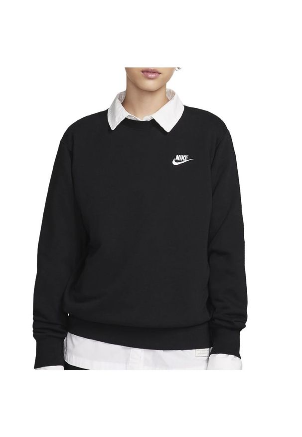 Bluza Nike Sportswear Club BV2666-010 - czarna. Okazja: na co dzień. Kolor: czarny. Materiał: poliester, bawełna, materiał. Długość rękawa: długi rękaw. Długość: długie. Styl: casual, klasyczny, sportowy