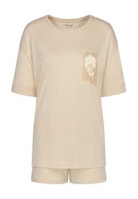Triumph Piżama Endless Comfort 10222572 Beżowy Relaxed Fit. Kolor: beżowy. Materiał: bawełna #4