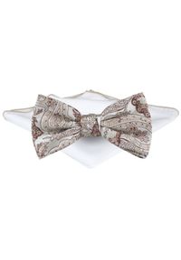 Mucha Męska z Poszetką - Chattier - Jasne Odcienie Beżu w Orientalny Wzór. Kolor: wielokolorowy, brązowy, beżowy. Styl: elegancki, sportowy #1