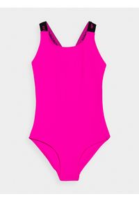 4f - Kostium kąpielowy jednoczęściowy dziewczęcy. Kolor: różowy. Materiał: materiał, dzianina #1