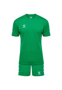 Zestaw koszulka + szorty Hummel Logo. Kolor: zielony. Materiał: dresówka. Sport: piłka nożna #1