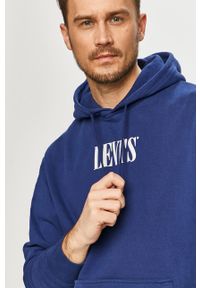 Levi's® - Levi's - Bluza bawełniana. Okazja: na spotkanie biznesowe. Typ kołnierza: kaptur. Kolor: niebieski. Materiał: bawełna. Wzór: nadruk. Styl: biznesowy #3