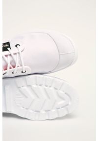 Palladium - Trampki. Nosek buta: okrągły. Zapięcie: sznurówki. Kolor: biały. Materiał: syntetyk, materiał. Szerokość cholewki: normalna. Obcas: na obcasie. Wysokość obcasa: średni, niski #4