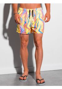 Ombre Clothing - Kąpielówki męskie - V16 - Rozmiar: XXL. Okazja: na plażę. Kolor: żółty. Materiał: poliester. Wzór: kolorowy. Sezon: lato. Styl: sportowy #4