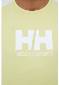 Helly Hansen - T-shirt. Okazja: na co dzień. Kolor: żółty. Materiał: dzianina. Wzór: aplikacja. Styl: casual