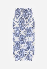 Born2be - Niebieska Rozkloszowana Spódnica z Wiskozy z Wysokim Stanem i Etnicznym Wzorem Ari. Okazja: na co dzień, do pracy, na spacer. Stan: podwyższony. Kolor: niebieski. Materiał: wiskoza. Wzór: aplikacja. Sezon: lato. Styl: casual #4