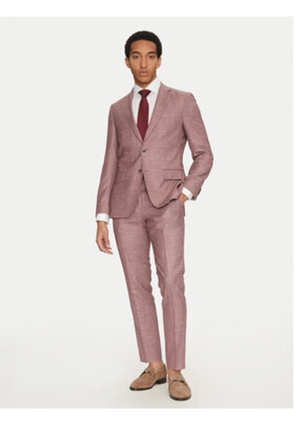 BOSS Marynarka H-Hutson-251 50539804 Różowy Regular Fit. Kolor: różowy. Materiał: wełna