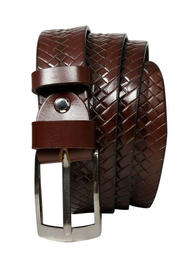 ROVICKY - Pasek męski Rovicky [D] PRS-02-BGE brązowy. Kolor: brązowy. Materiał: skóra. Wzór: jodełka