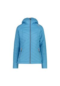 Damska kurtka z kapturem CMP. Typ kołnierza: kaptur. Kolor: niebieski. Materiał: puch. Sport: turystyka piesza #1