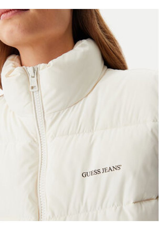 Guess Jeans Bezrękawnik W4BN59 WGII2 Écru Regular Fit. Kolor: kremowy. Materiał: syntetyk. Długość rękawa: bez rękawów