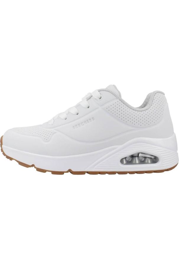 skechers - Buty do chodzenia dla dzieci Skechers Unostand. Zapięcie: sznurówki. Kolor: biały. Materiał: materiał. Szerokość cholewki: normalna. Sport: turystyka piesza