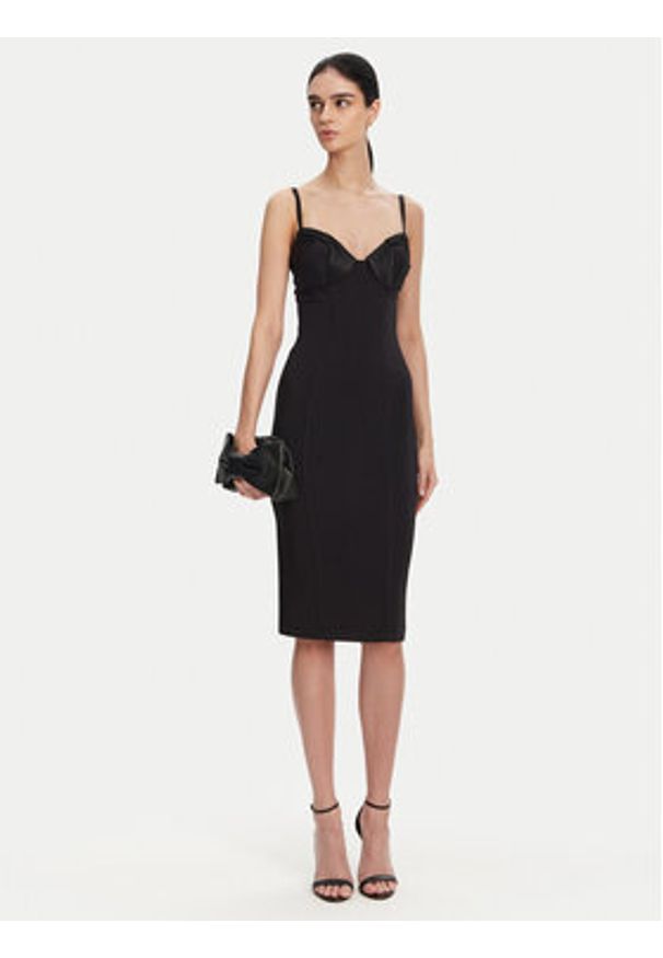 Elisabetta Franchi Sukienka koktajlowa AB-702-51E2 Czarny Regular Fit. Kolor: czarny. Materiał: syntetyk. Styl: wizytowy