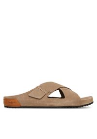 Pepe Jeans Klapki Corby Cross PMS90124 Beżowy. Kolor: beżowy. Materiał: zamsz, skóra