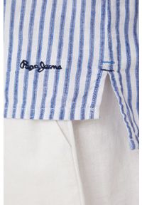 Pepe Jeans koszula z domieszką lnu IRIS damska kolor granatowy relaxed z kołnierzykiem klasycznym. Typ kołnierza: kołnierzyk klasyczny. Kolor: niebieski. Materiał: len. Długość: długie. Styl: klasyczny #4