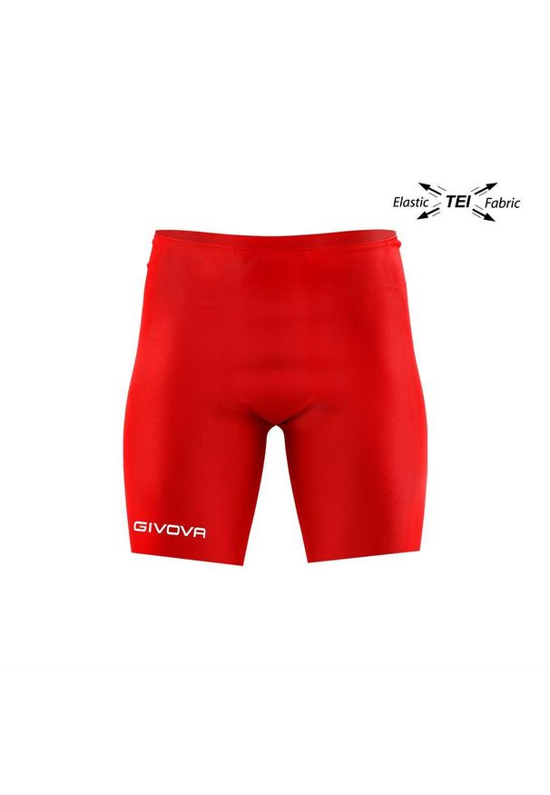 Spodenki piłkarskie termoaktywne dla dorosłych Givova Bermuda Skin czerwone. Kolor: czerwony. Materiał: elastan, poliester. Długość: krótkie. Sezon: lato. Sport: piłka nożna