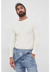 Pepe Jeans Sweter bawełniany Jason męski kolor kremowy. Okazja: na co dzień. Kolor: beżowy. Materiał: bawełna. Długość rękawa: długi rękaw. Długość: długie. Styl: casual