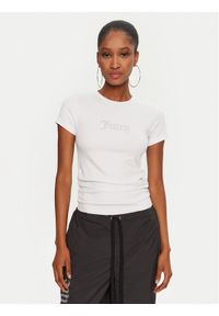 Juicy Couture T-Shirt Dot Ruched JCWCT24311 Biały Slim Fit. Kolor: biały #1