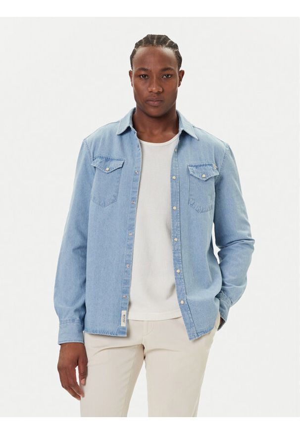 Mustang Koszula jeansowa Duver 1016950 Niebieski Regular Fit. Kolor: niebieski. Materiał: bawełna
