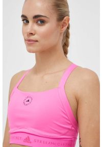 Adidas by Stella McCartney - adidas by Stella McCartney biustonosz sportowy TruePurpose kolor różowy. Kolor: różowy. Materiał: skóra, materiał. Rodzaj stanika: wyciągane miseczki. Sport: fitness, taniec #3