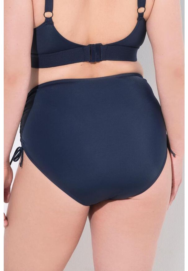 ULLA POPKEN - Damskie figi od bikini marszczona taśma wypełnienie z przodu. Kolekcja: plus size. Kolor: niebieski. Materiał: poliester, elastan, poliamid, materiał