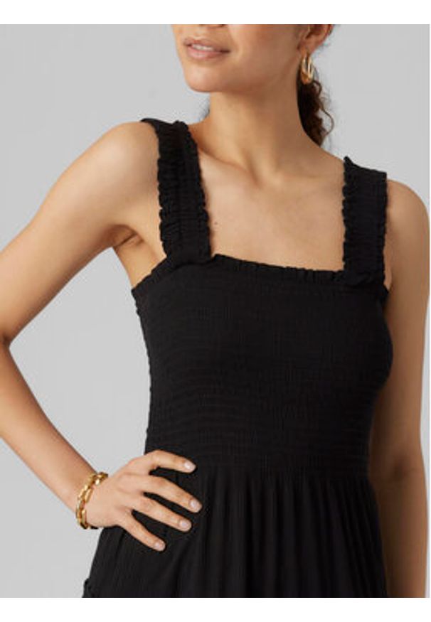 Vero Moda Sukienka letnia Menny 10282481 Czarny Regular Fit. Kolor: czarny. Materiał: wiskoza. Sezon: lato