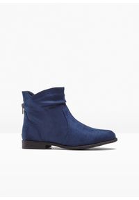 bonprix - Botki z marszczeniem. Okazja: na co dzień. Zapięcie: zamek. Kolor: niebieski. Styl: casual #1
