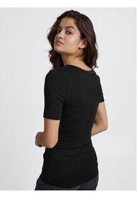 ICHI T-Shirt 20103264 Czarny Slim Fit. Kolor: czarny. Materiał: wiskoza