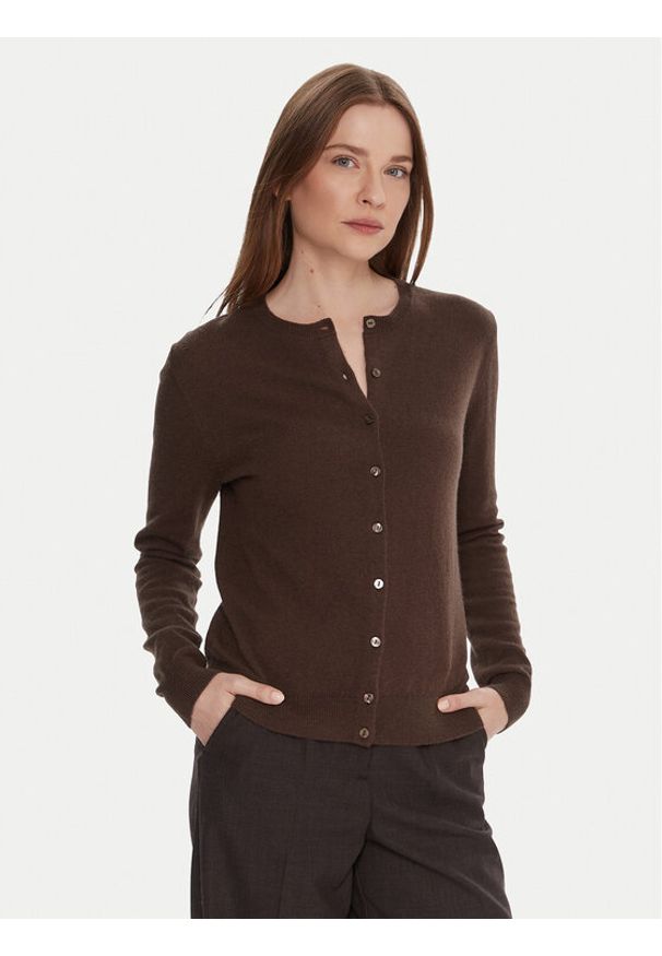 United Colors of Benetton - United Colors Of Benetton Kardigan 1002D5485 Brązowy Regular Fit. Kolor: brązowy. Materiał: wełna