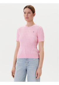 TOMMY HILFIGER - Tommy Hilfiger Sweter WW0WW45656 Różowy Regular Fit. Kolor: różowy. Materiał: bawełna