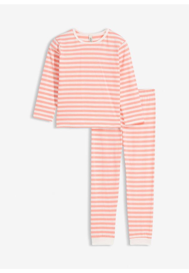 bonprix - Piżama z miękkiej bawełny. Kolor: biały. Materiał: bawełna