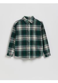 Reserved - Bawełniana koszula w kratę - zielony. Kolor: zielony. Materiał: bawełna #1