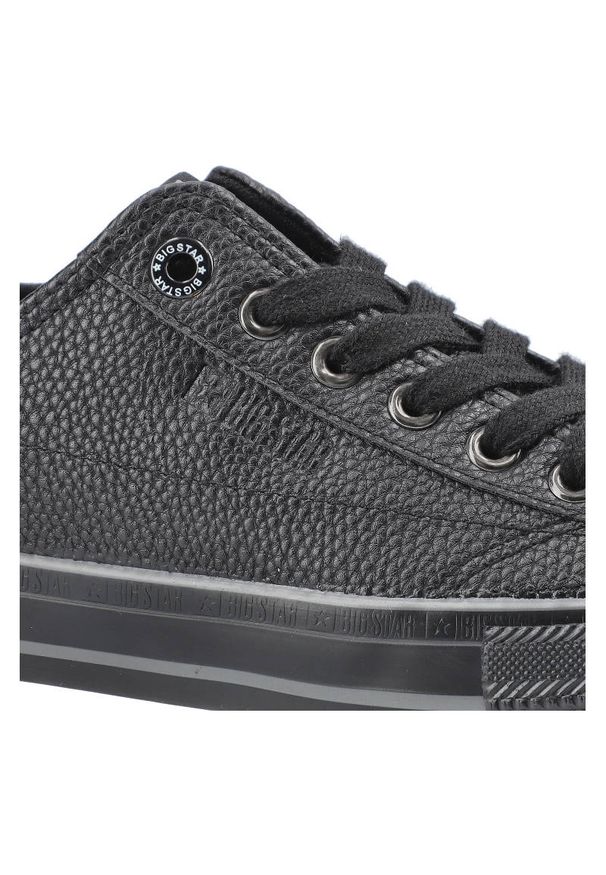 Big-Star - Czarne Trampki Big Star Damskie Wygodne Buty. Kolor: czarny. Materiał: skóra ekologiczna, guma, materiał. Szerokość cholewki: normalna. Wzór: aplikacja