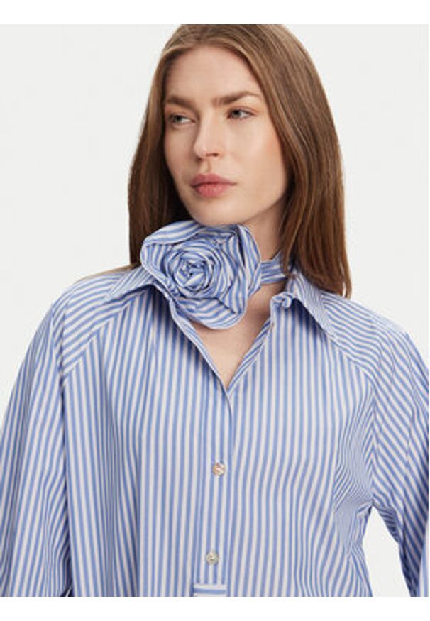 Marella Koszula Von 2513111014 Błękitny Relaxed Fit. Kolor: niebieski. Materiał: bawełna