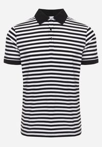 Born2be - Czarna Bawełniana Koszulka Polo w Paski w Stylu Casual Elunilla. Okazja: na co dzień. Typ kołnierza: polo. Kolor: czarny. Materiał: bawełna. Wzór: paski. Styl: casual #5