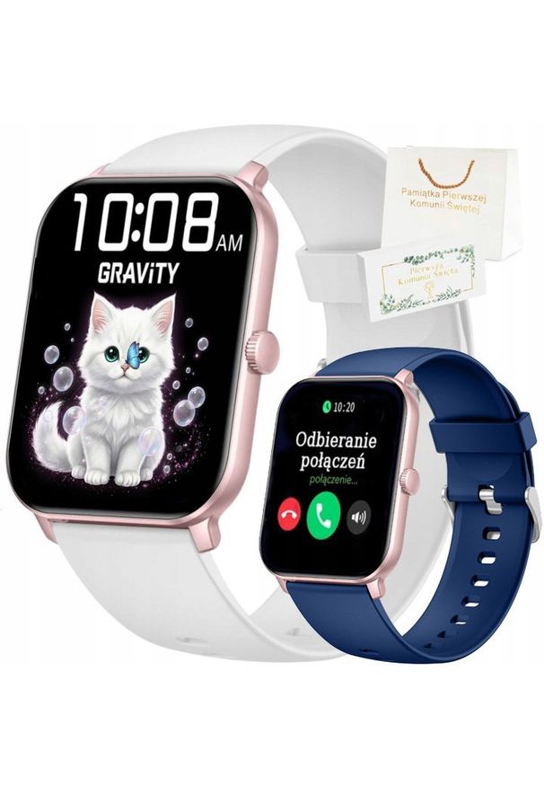 Smartwatch Gravity Zegarek dziecięcy SMARTWATCH Gravity KO-T36-4 PG/BU z dwoma paskami KOMUNIA. Rodzaj zegarka: smartwatch