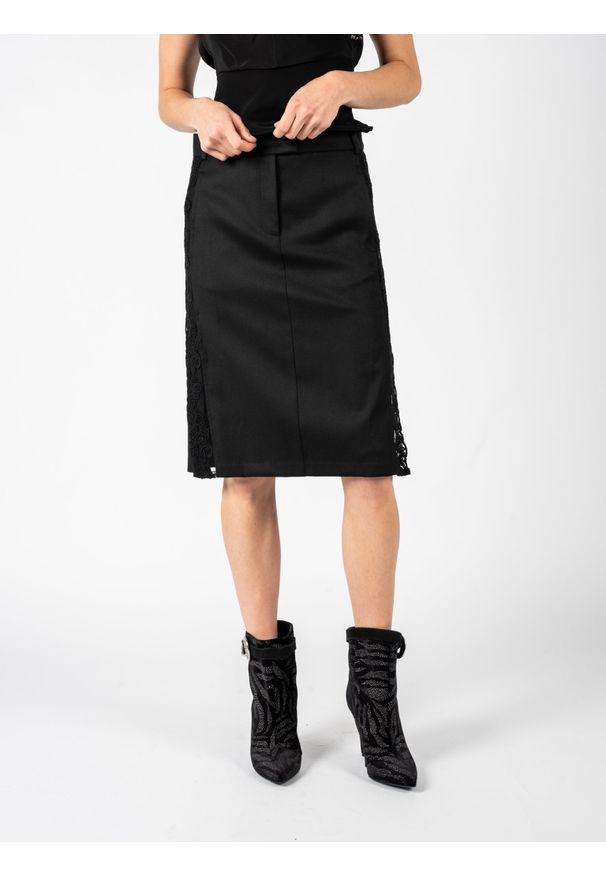 Pinko Spódnica "Glorietta" | 1G18G7 V09X I Glorietta | Kobieta | Czarny. Okazja: na co dzień. Kolor: czarny. Materiał: poliester, akryl, elastan, wełna, wiskoza. Wzór: aplikacja, koronka. Styl: casual