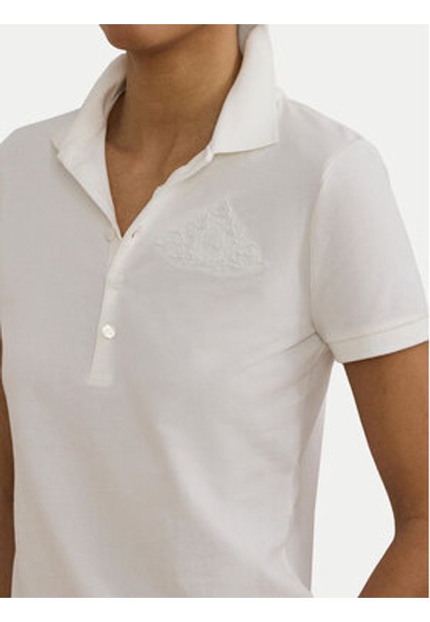 Lauren Ralph Lauren - LAUREN RALPH LAUREN Polo 200966128001 Biały Slim Fit. Typ kołnierza: polo. Kolor: biały. Materiał: bawełna