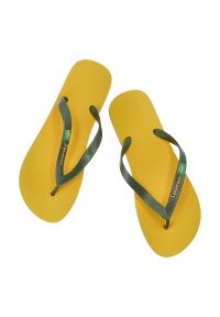 Żółte Japonki Ipanema Modne Obuwie Męskie. Okazja: na spacer, na plażę. Kolor: żółty. Materiał: materiał. Sezon: lato. Styl: wakacyjny #6