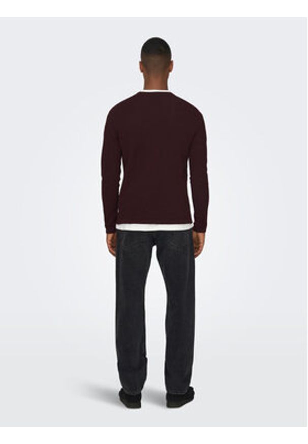 Only & Sons Sweter 22016980 Bordowy Regular Fit. Kolor: czerwony. Materiał: bawełna