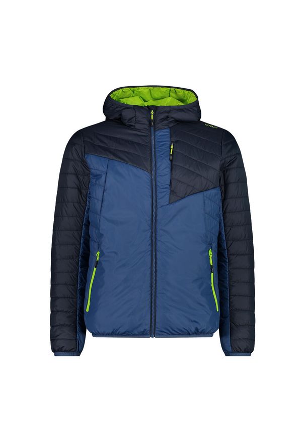 Kurtka z kapturem CMP. Typ kołnierza: kaptur. Kolor: niebieski, wielokolorowy, zielony. Materiał: puch. Sport: turystyka piesza