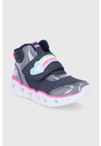 skechers - Skechers buty dziecięce kolor granatowy. Nosek buta: okrągły. Zapięcie: rzepy. Kolor: niebieski. Materiał: guma. Szerokość cholewki: normalna. Obcas: na platformie #4