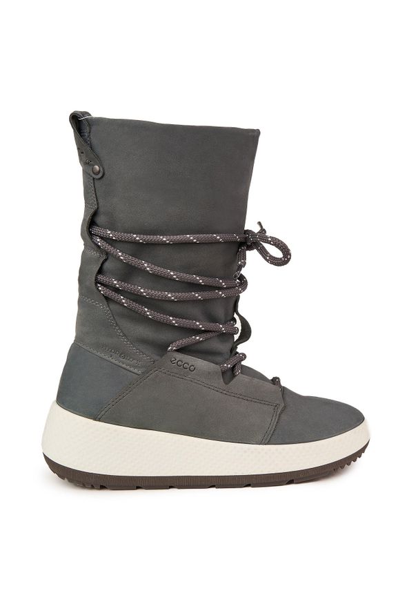 ecco - ECCO Dark Shadow damskie buty śniegowe ze skóry, szare. Kolor: szary. Materiał: skóra. Sezon: zima